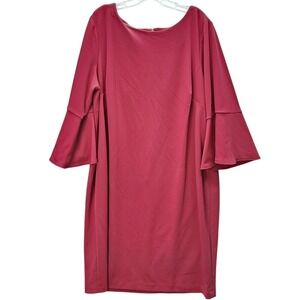 Calvin Klein Red Bell Sleeve Shift Dress Cocktail Party Work Office Plus Sz 22W‎